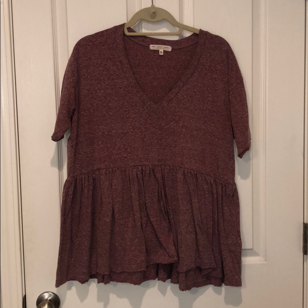 Oversized heather purple peplum tee sz L
